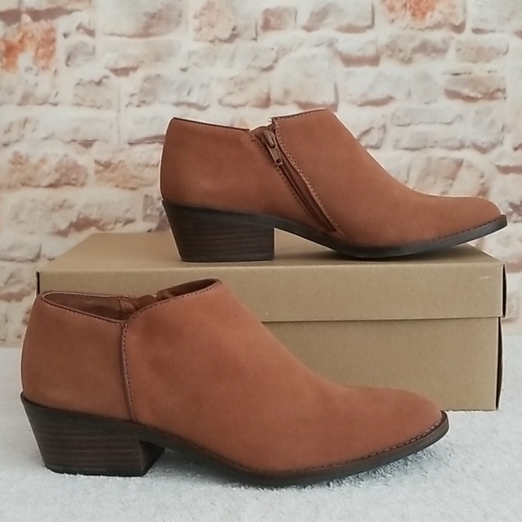 New Lucky Brand Faithly Toffee Leather Booties - Picture 3 of 8